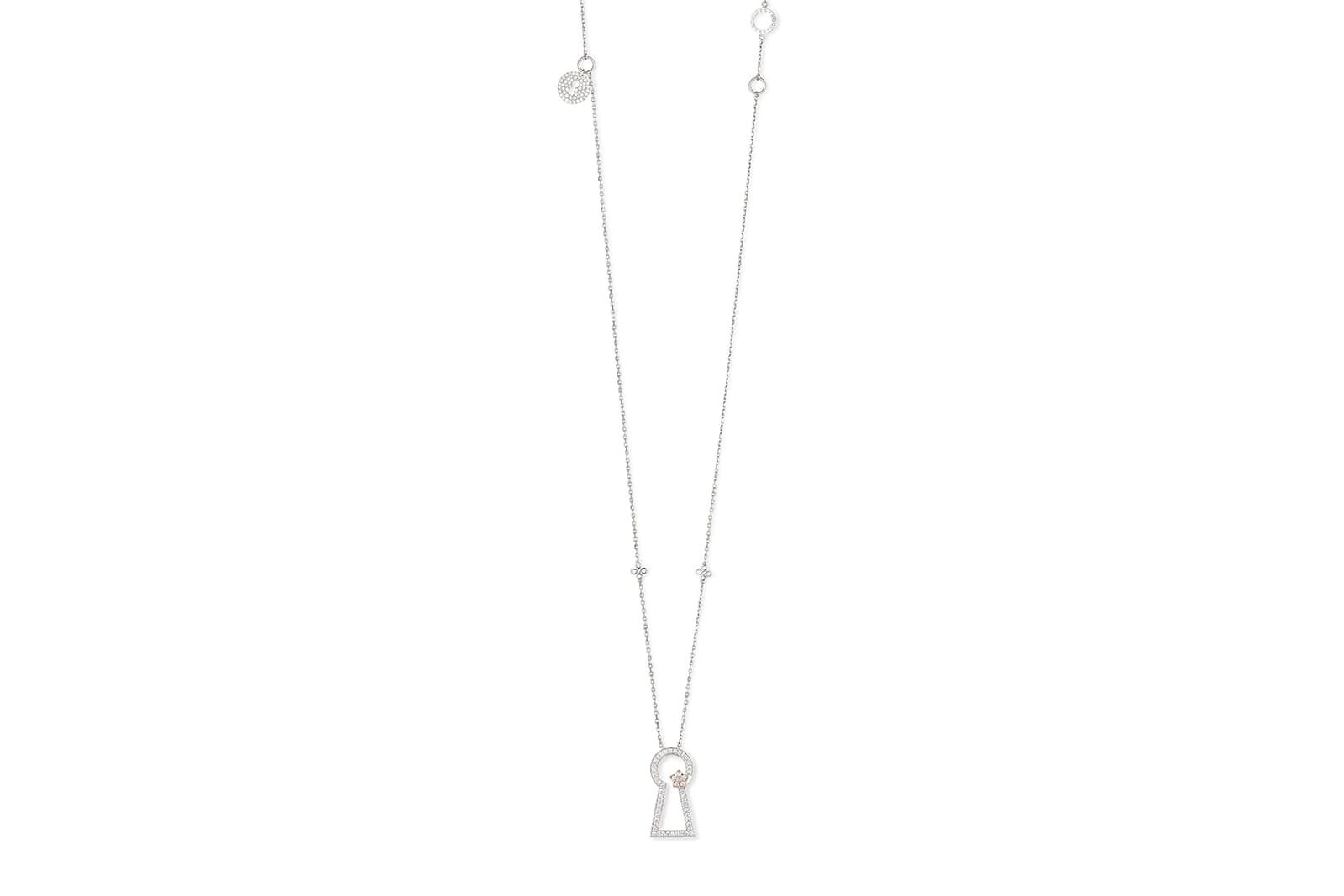  Boodles Secret Garden collection Keyhole pendant with diamonds in white gold