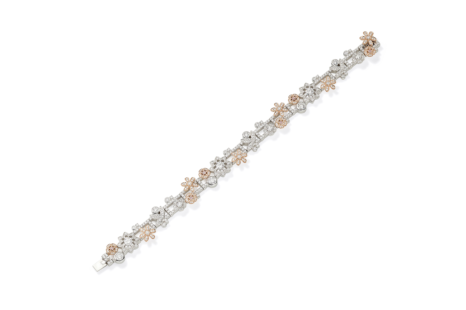  Boodles Secret Garden collection The Walled Garden bracelet with pink and colourless diamonds in pink and white gold