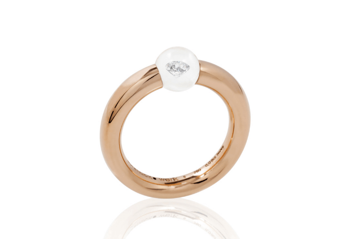  Schmuckwerk Glasklar ring with diamond and glass in rose gold