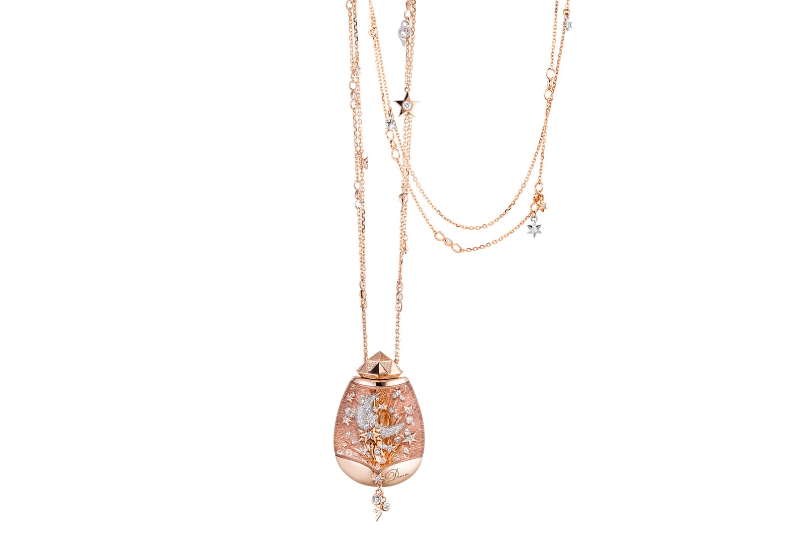  Capolavoro Journey of Love snow globe pendant with diamonds in rose gold