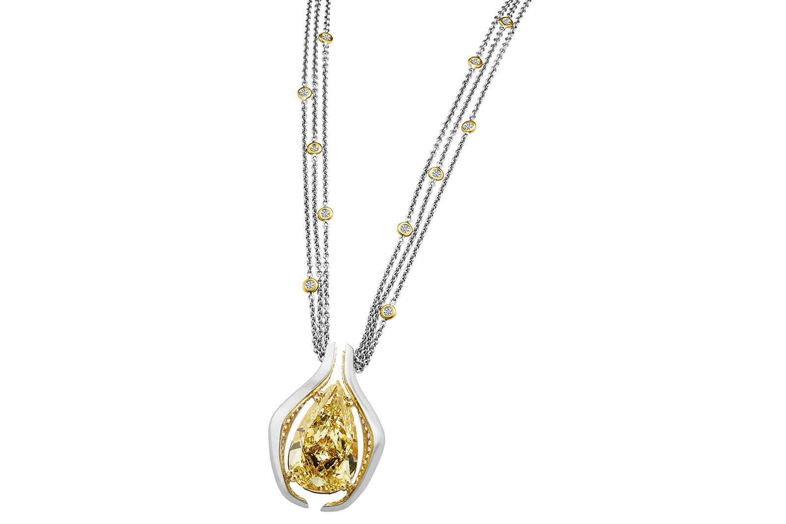 Bentley Jewellery necklace designed by Heinz Mayer oHG, with 20.08ct yellow diamond, accenting yellow diamonds and colourless diamonds in platinum and yellow gold