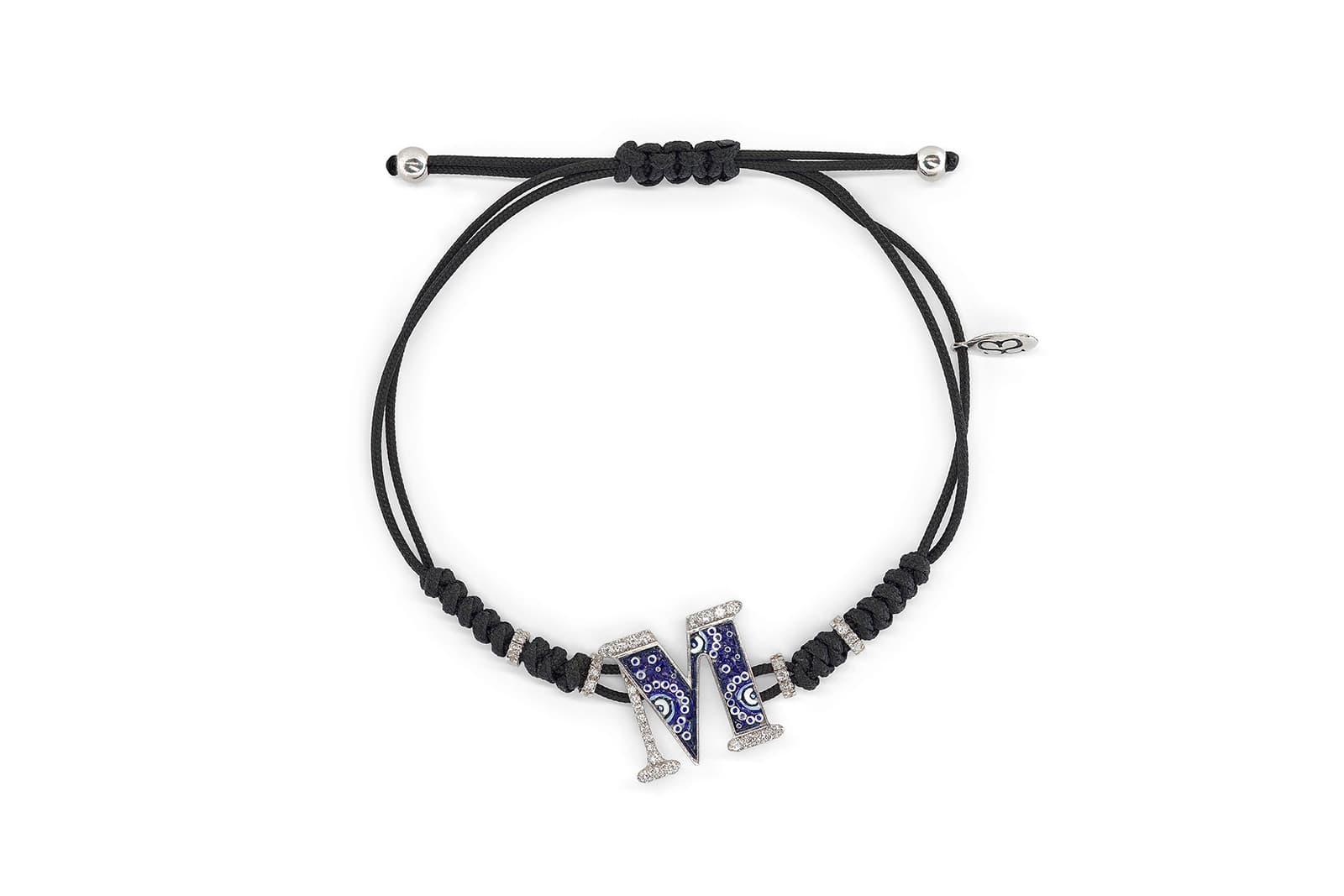  SICIS Alphabet bracelet with micromosaic and diamonds in white gold
