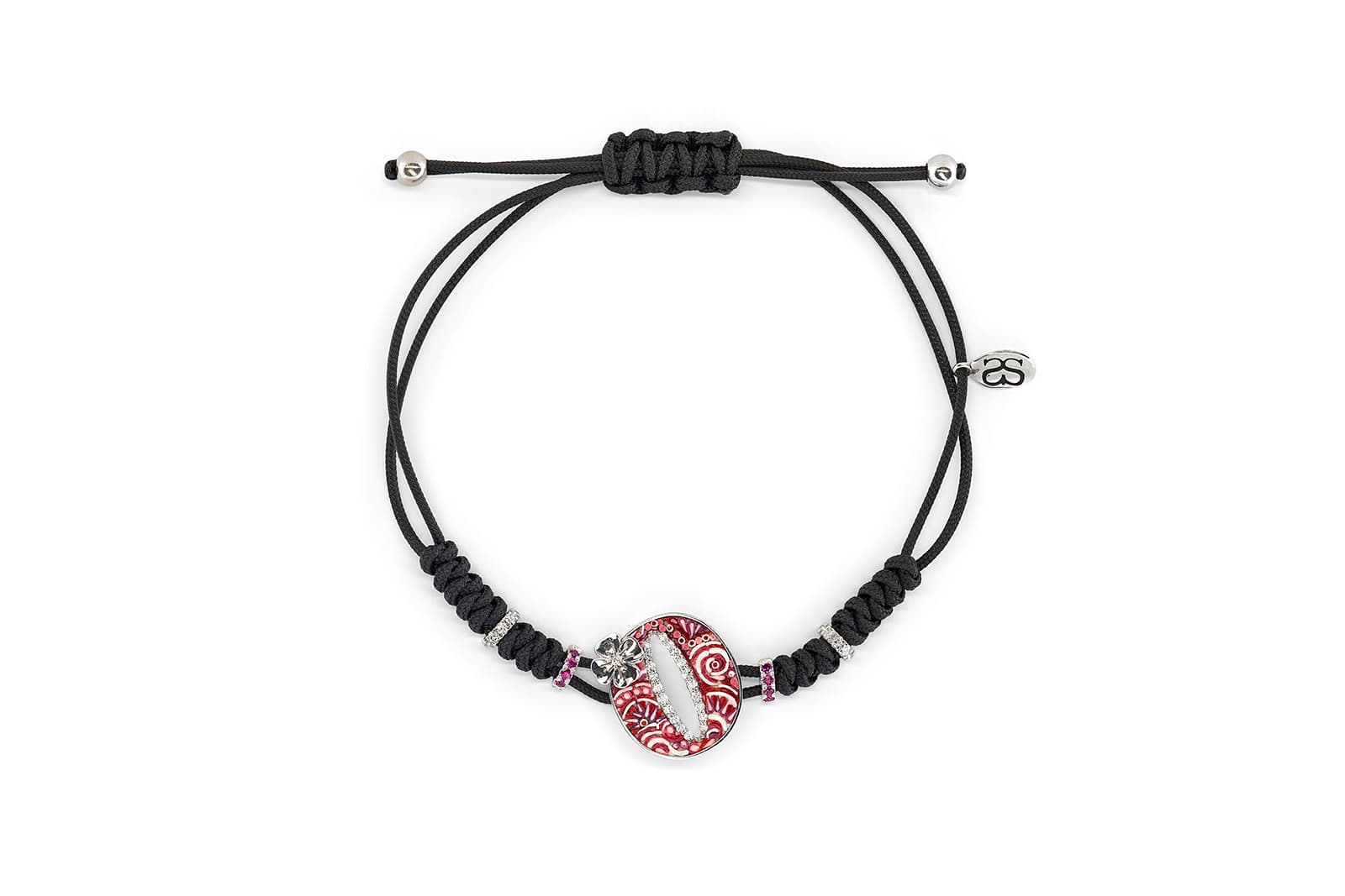  SICIS Alphabet bracelet with micromosaic, diamonds and sapphires in white gold