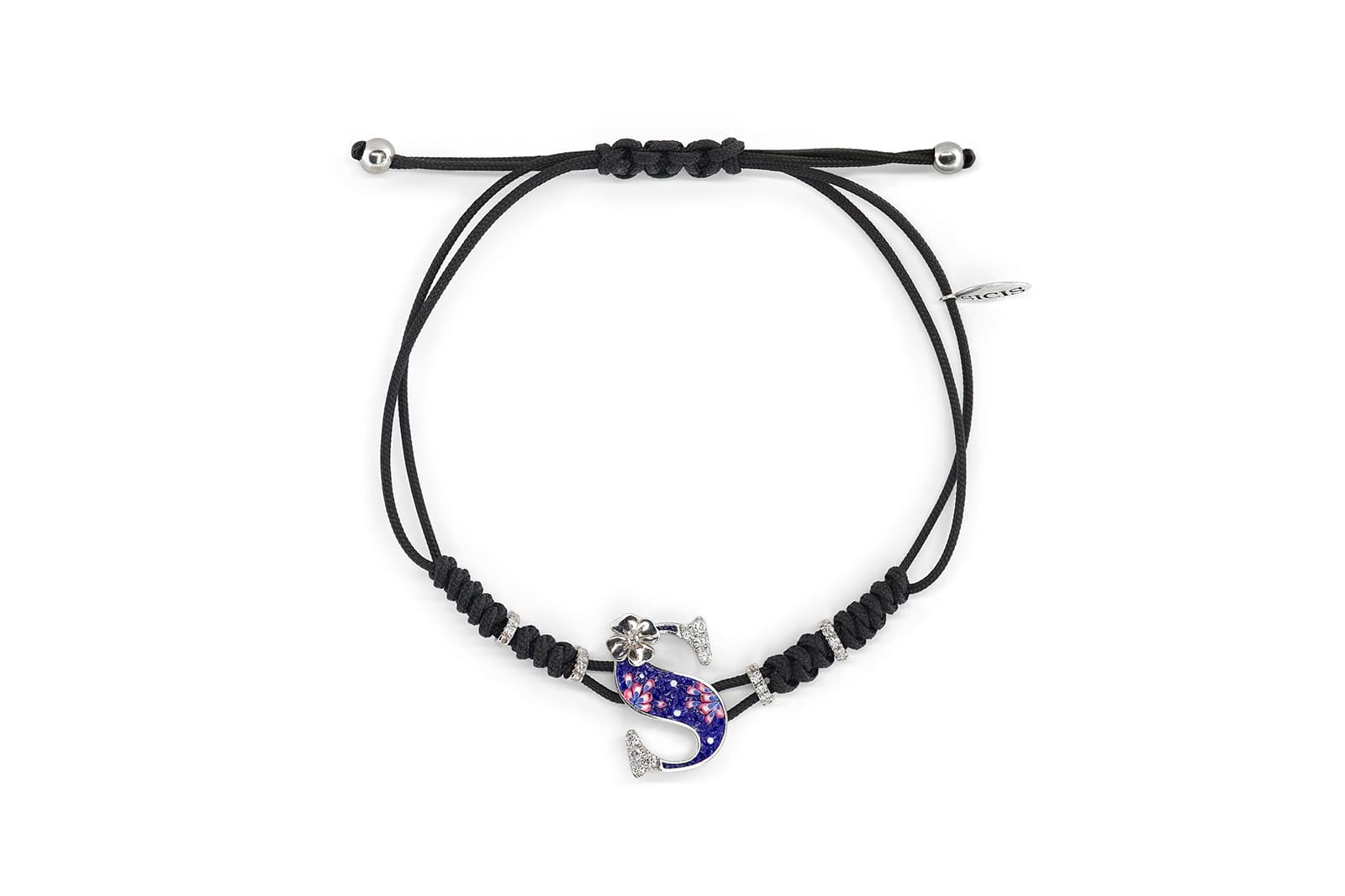  SICIS Alphabet bracelet with micromosaic and diamonds in white gold