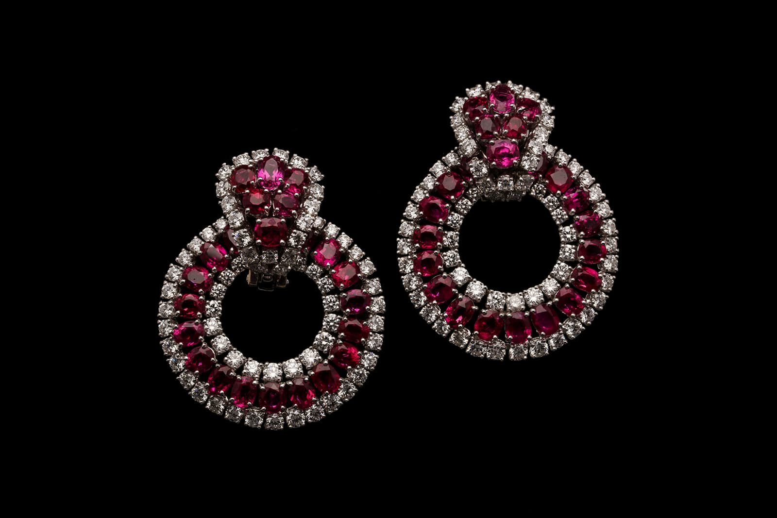  Offered by Hancocks London, Bulgari earrings with diamonds and rubies in white gold
