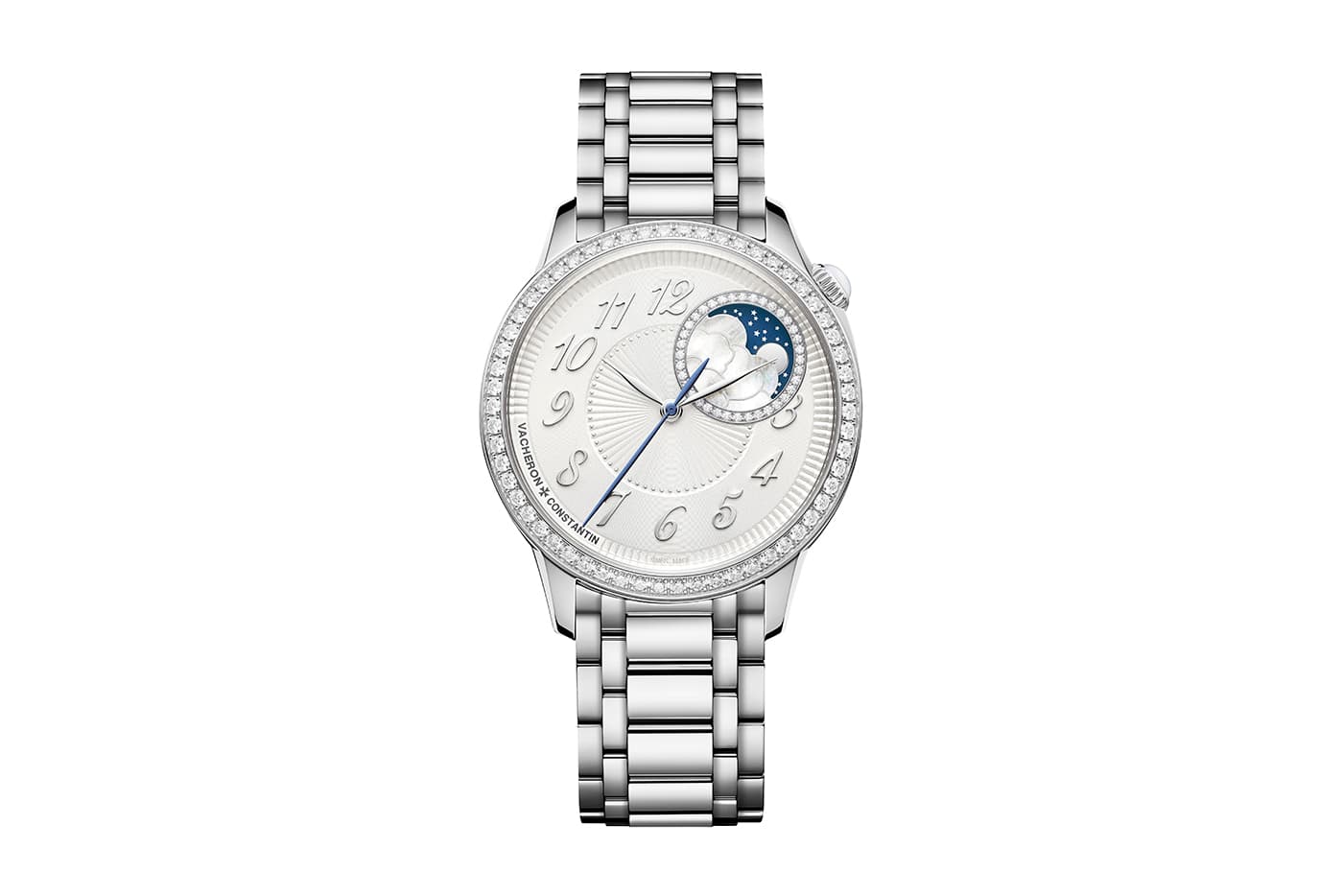 Vacheron Constantin Égérie watch with diamond bezel and detail in stainless steel 