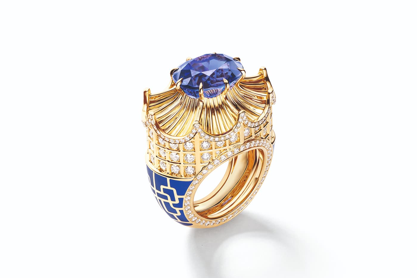  Chaumet Qianlong ring in rose gold with 9.58 cts tanzanite