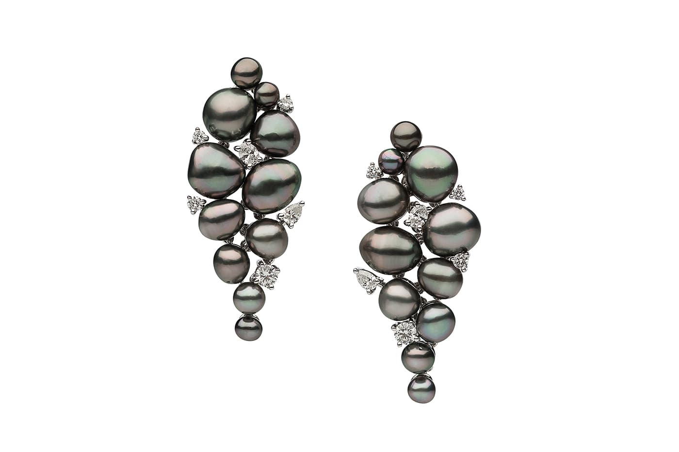  Autore earrings with Tahitian keshi pearls and diamonds in white gold