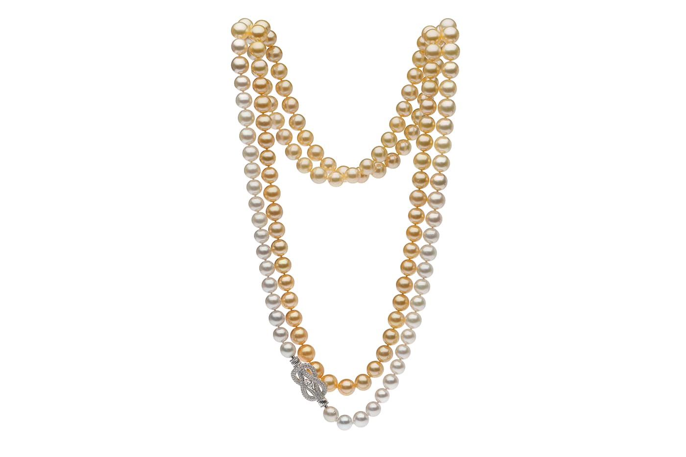 Autore Hercules Knot necklace with South Sea pearls and diamonds in white gold