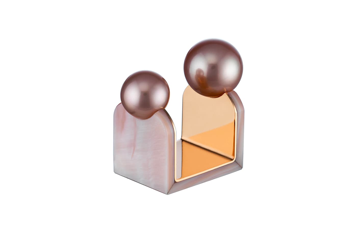  Melanie Georgacopoulos Double Pearl Nacre ring with lavender fresh water pearls and mother of pearl in rose gold