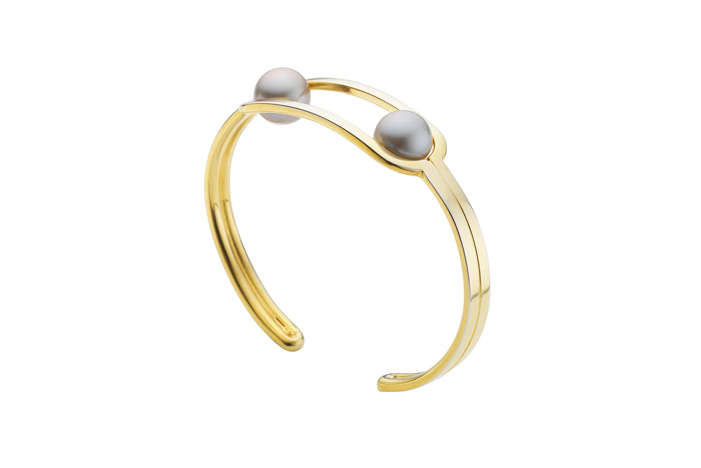  Melanie Georgacopoulos Flow bangle with Tahitian pearls in yellow gold