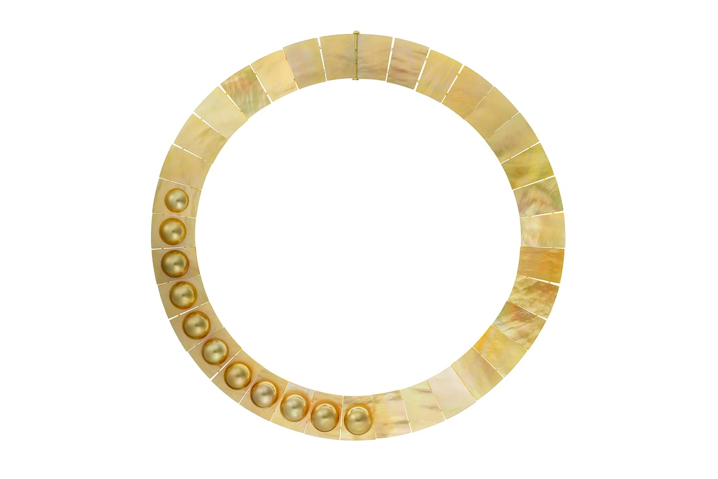 Melanie Georgacopoulos Nacre necklace with South Sea pearls and mother of pearl in yellow gold