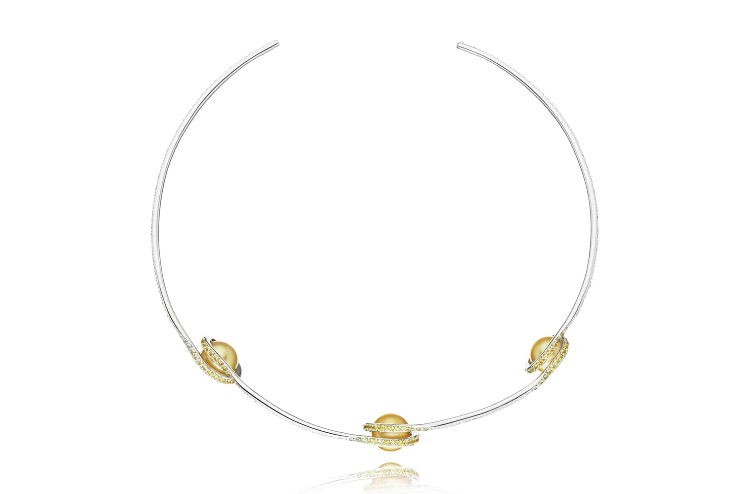  Melanie Georgacopoulos Twist necklace with South Sea pearls and yellow sapphire in white gold
