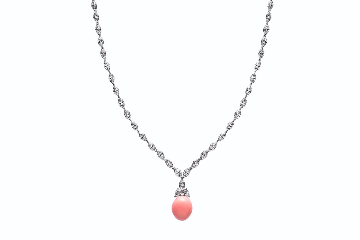  Mikimoto necklace with conch pearl and diamonds in white gold