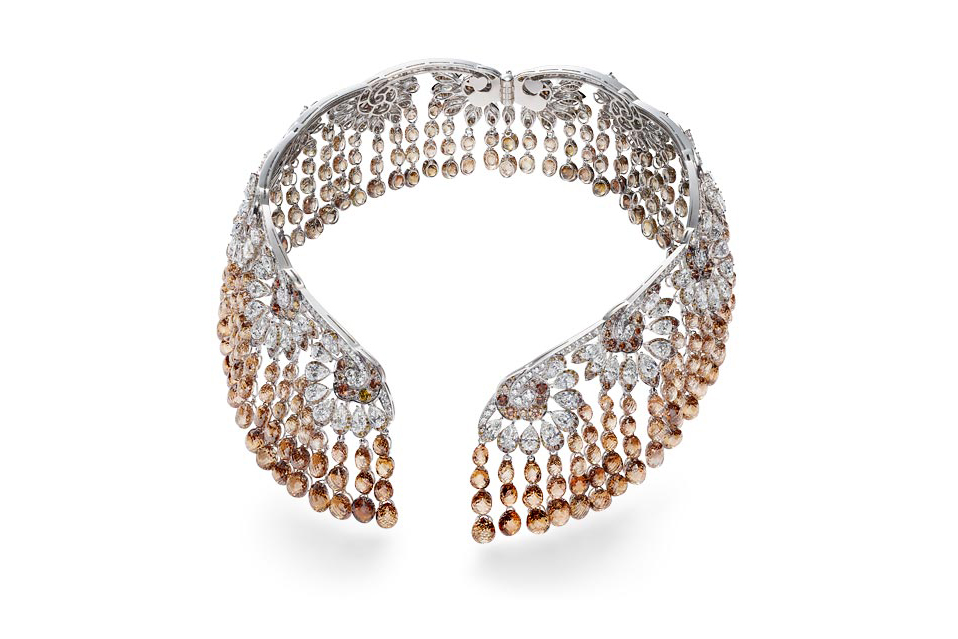  Chopard 2018 Red Carpet Collection choker with briolette cut colourless and brown diamonds and accenting diamonds in white gold