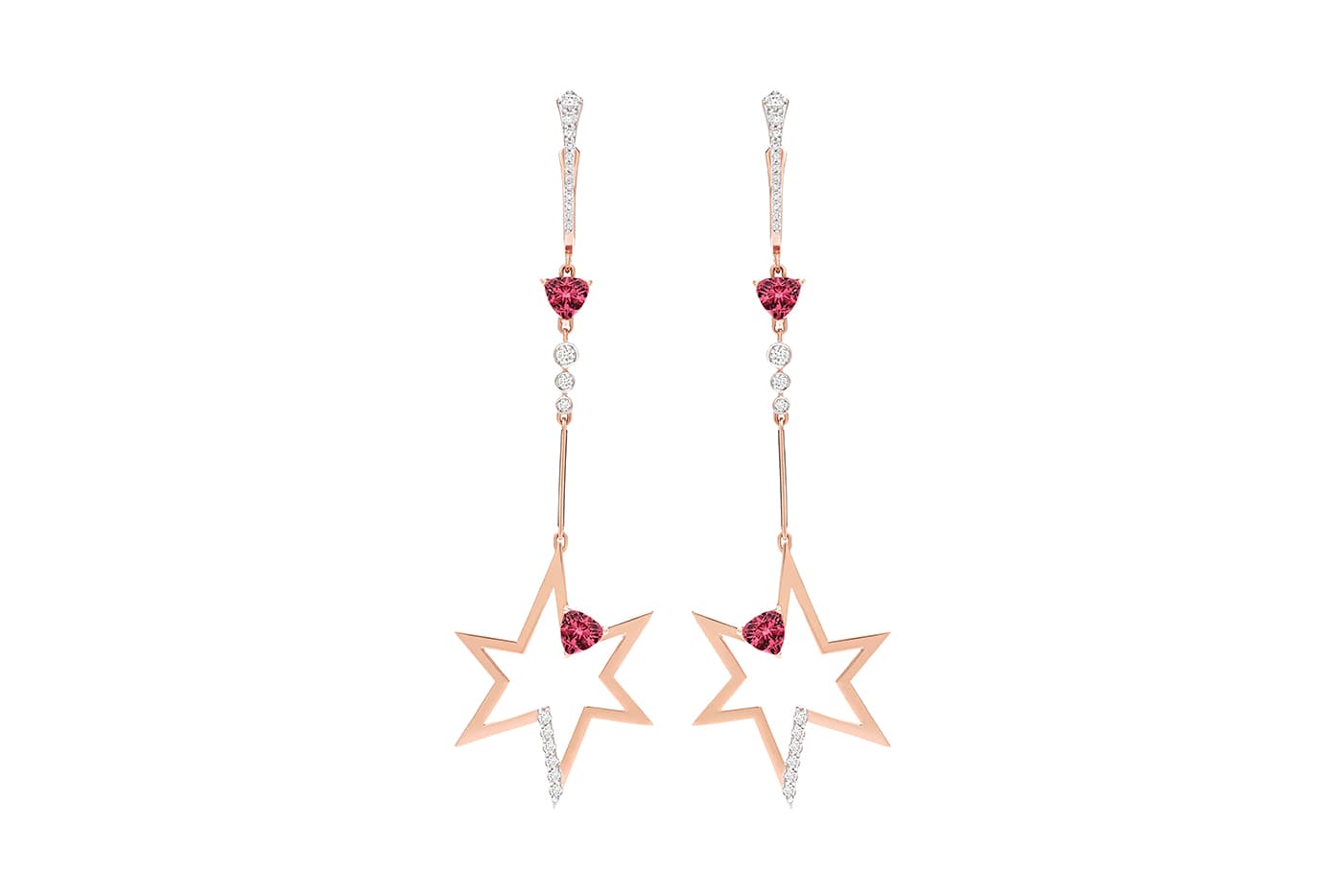  Anapsara Kadinsky earrings with rubellite and diamonds in rose gold