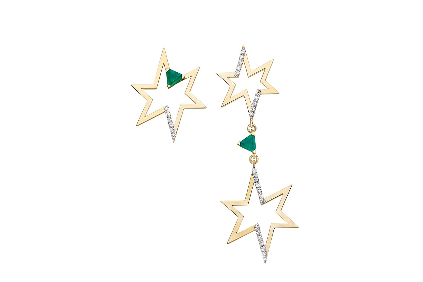  Anapsara Kadinsky earrings with emeralds and diamonds in yellow gold