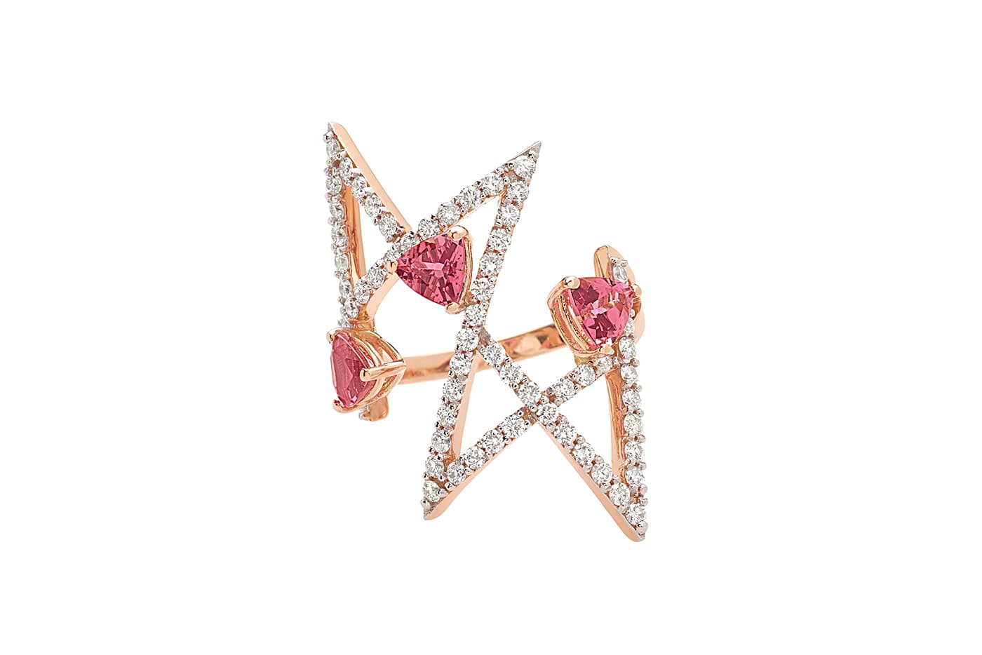 Anapsara Kadinsky ring with rubellite and diamonds in rose gold