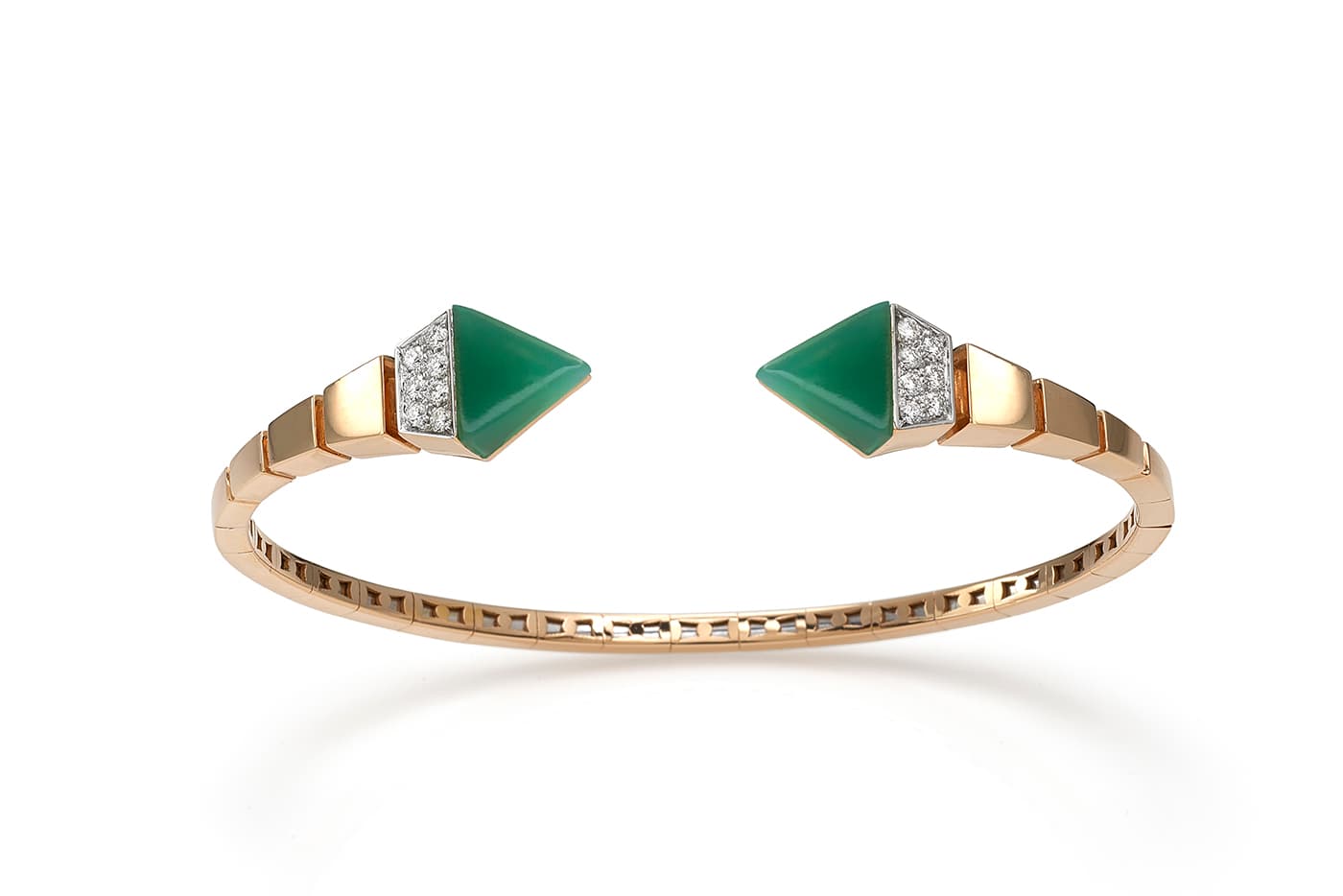 Anapsara Temptation cuff with chrysoprase and diamonds in rose gold