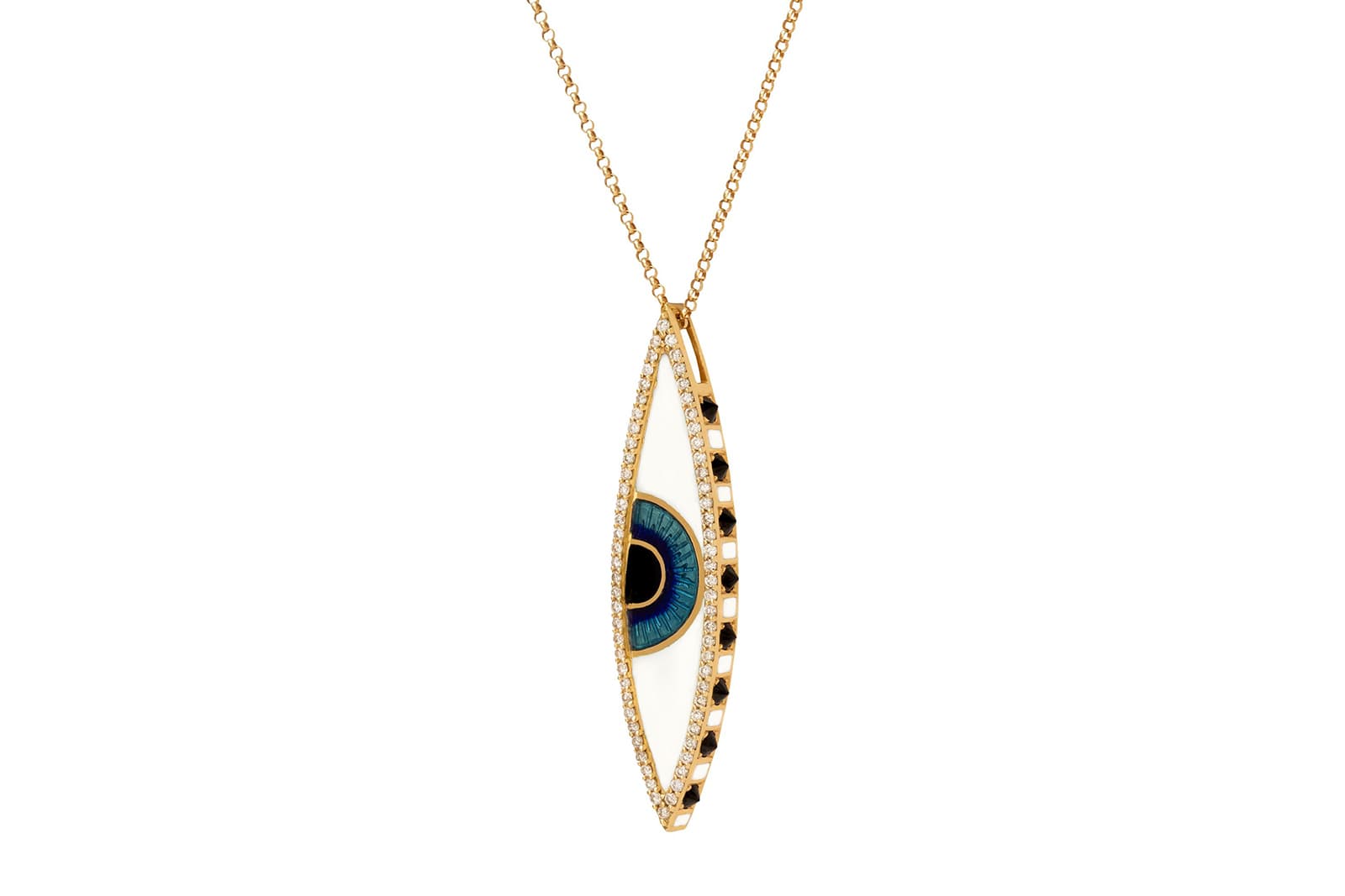  Holly Dyment pendant  with black and colourless diamonds and enamel in yellow gold