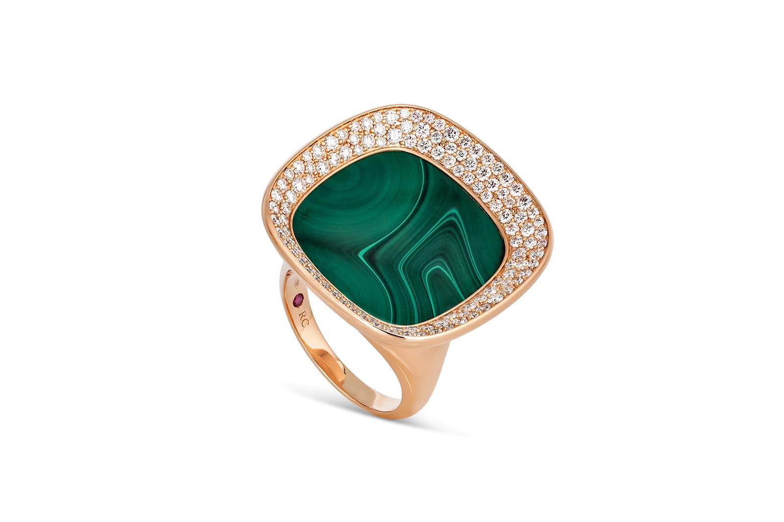  Roberto Coin ring with malachite and diamonds in rose gold