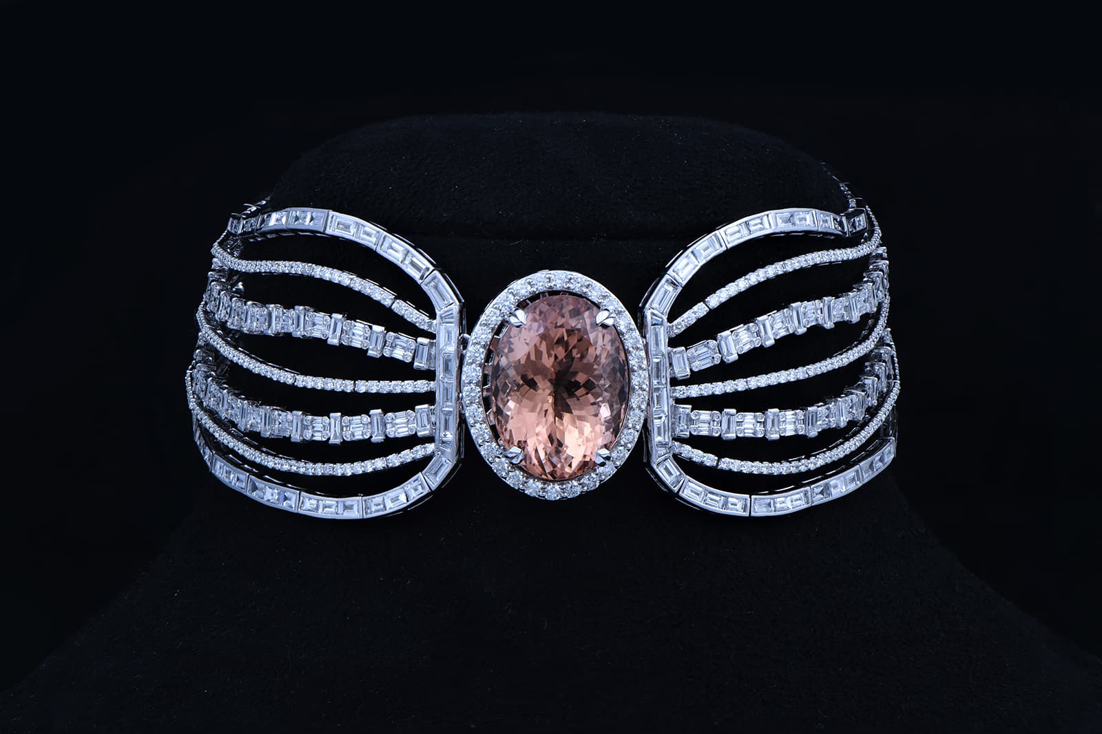  Dazzling Diamonds chocker by Jaipur Gems with morganite and diamonds set in white gold