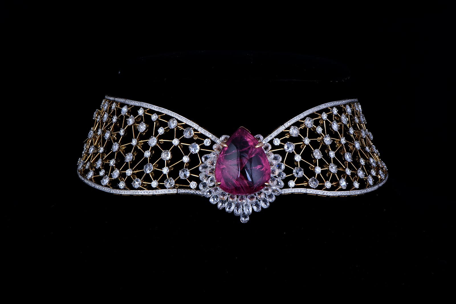  Dazzling Diamonds chocker by Jaipur Gems with rubellite and diamonds set in white gold