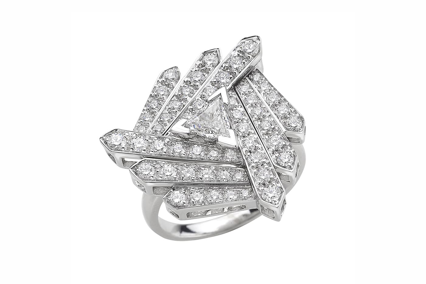  Luca Carati Art Deco collection ring with diamonds