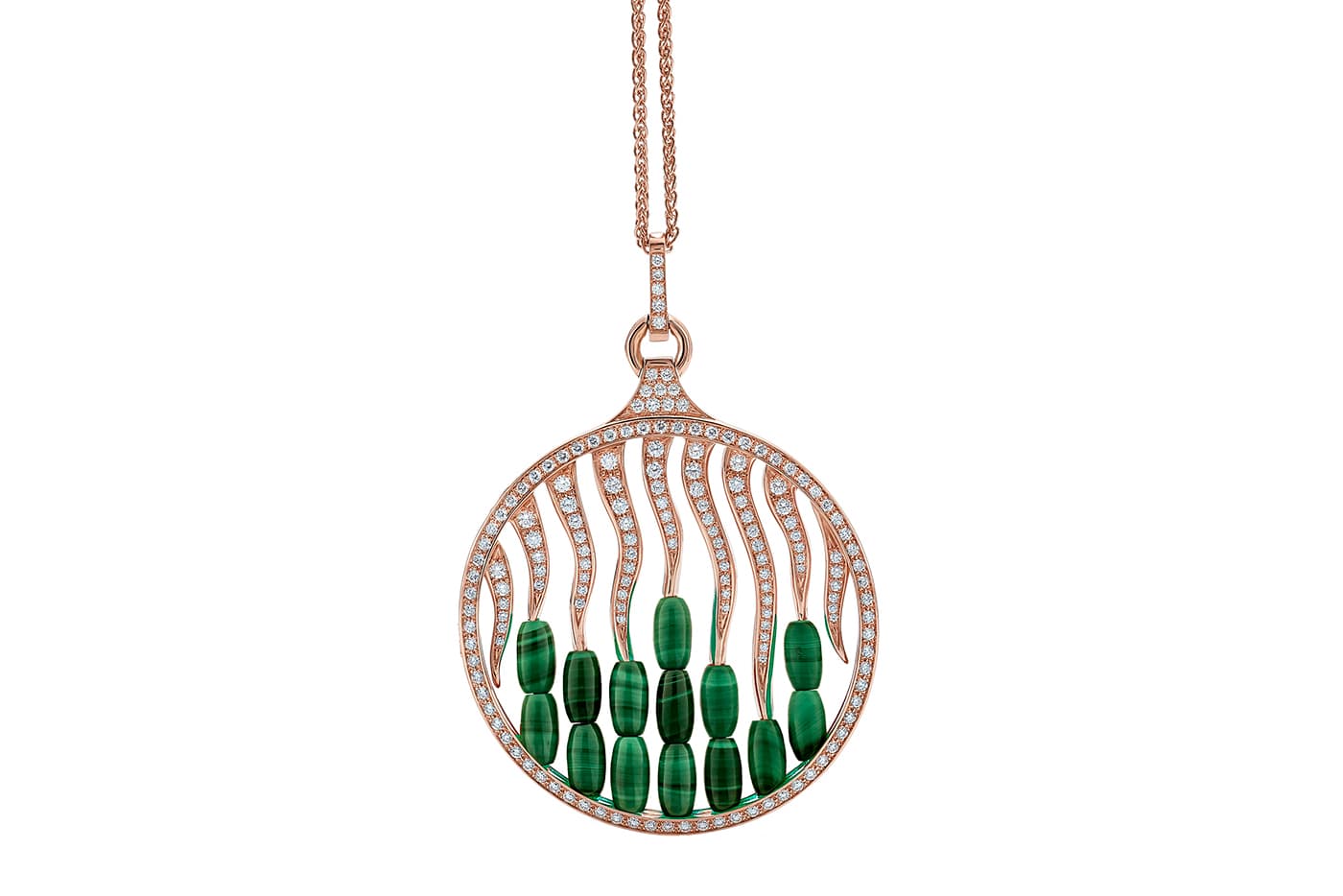  Luca Carati Firedrops collection necklace with malachite and diamonds