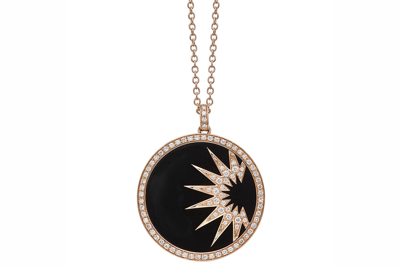  Luca Carati Logo collection necklace with onyx and diamonds