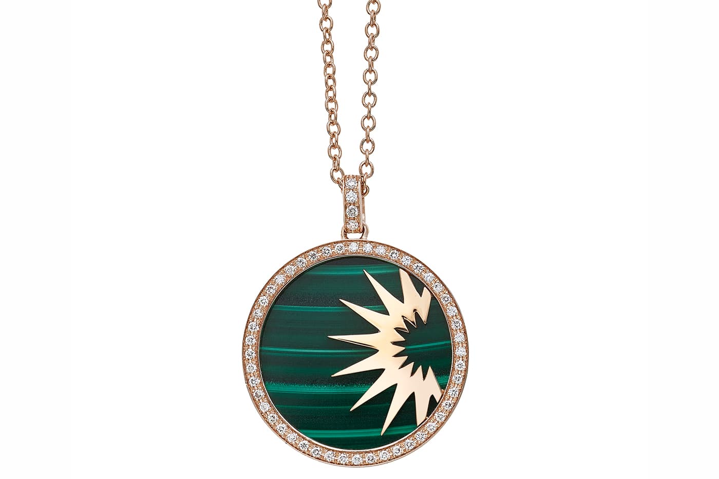  Luca Carati Logo collection necklace with malachite and diamonds