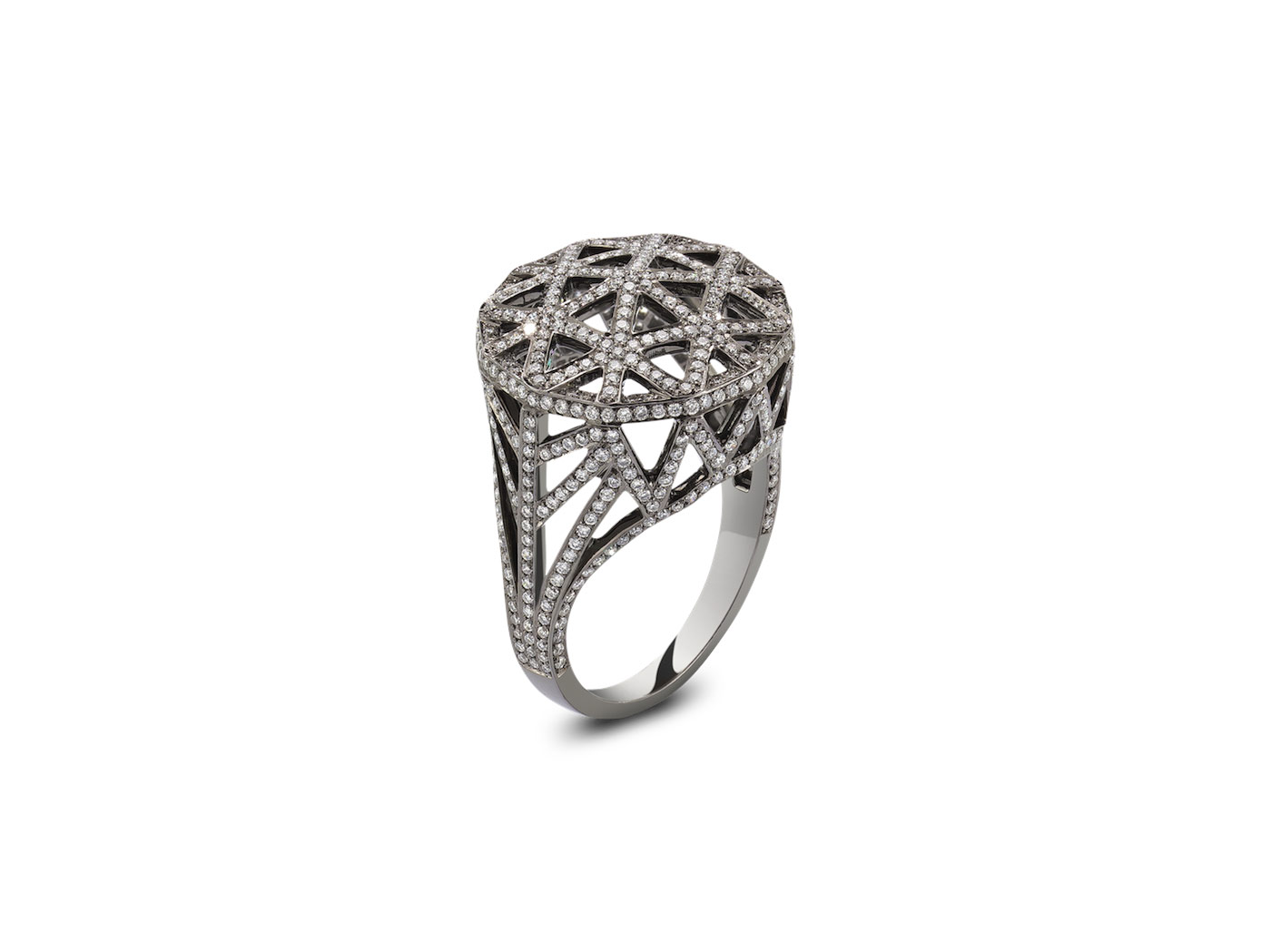  Solange Azagury-Partridge Stoned collection Skeleton Pavé ring with diamonds in white gold