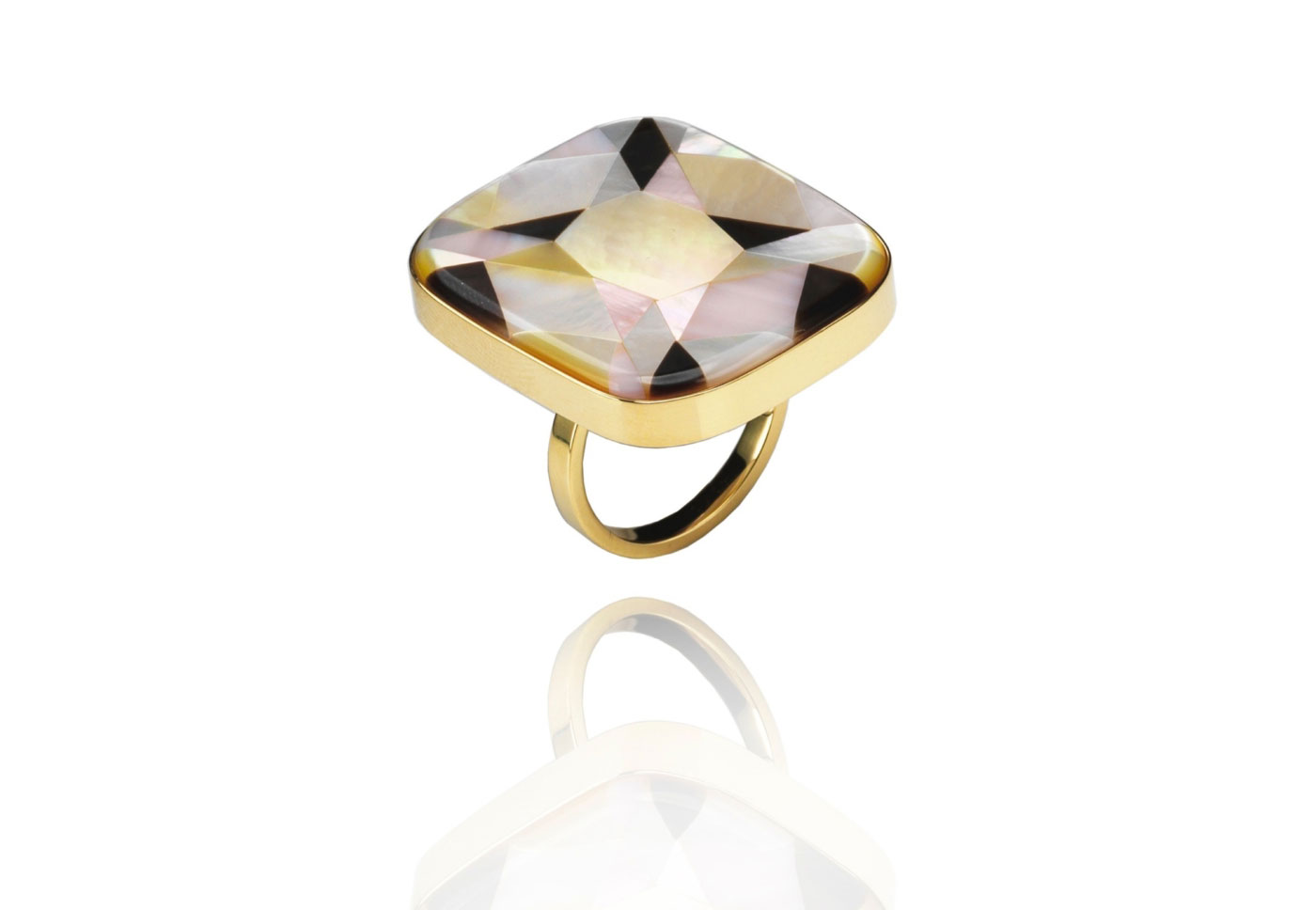  Melanie Georgacopoulos MOP Gemstones ring with mother of pearl and yellow gold