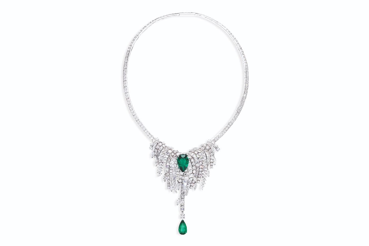  Piaget 'Sunny Side of Life' necklace with emeralds and diamonds in white gold
