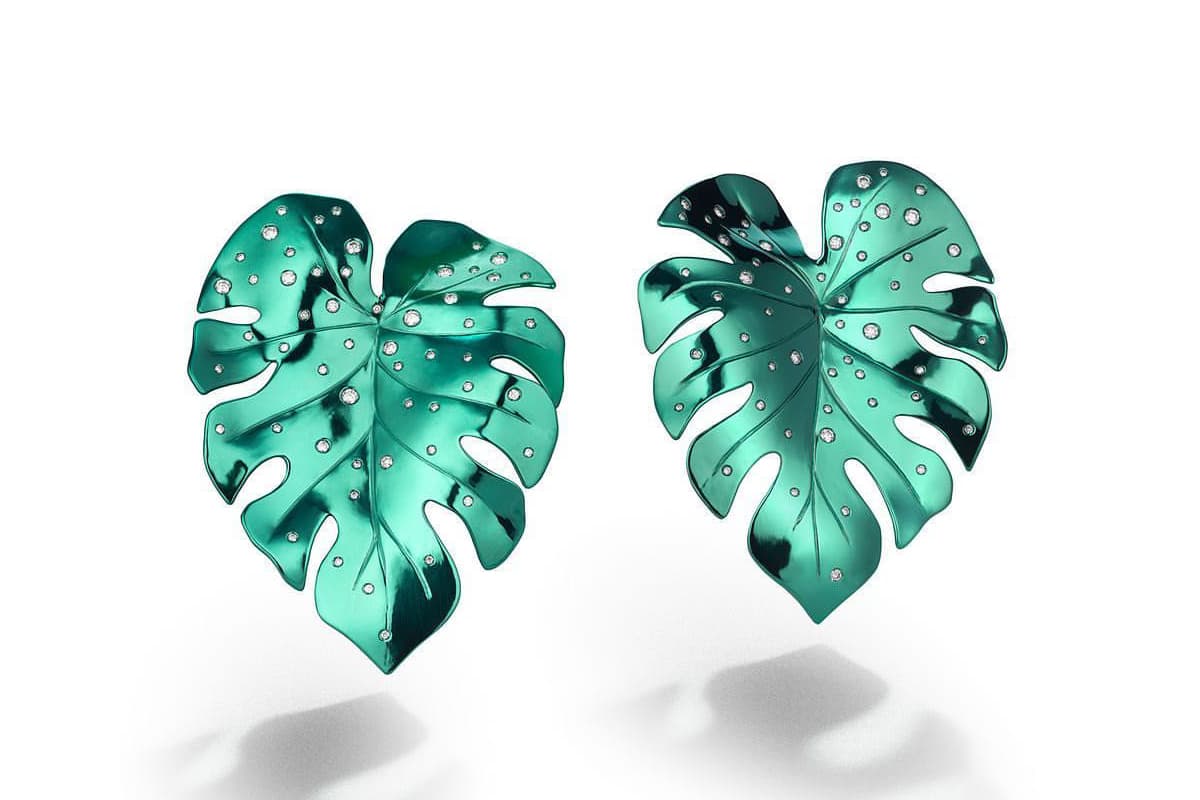  Suzanne Syz 'Hakuna Matata' earrings with diamonds in aluminum 