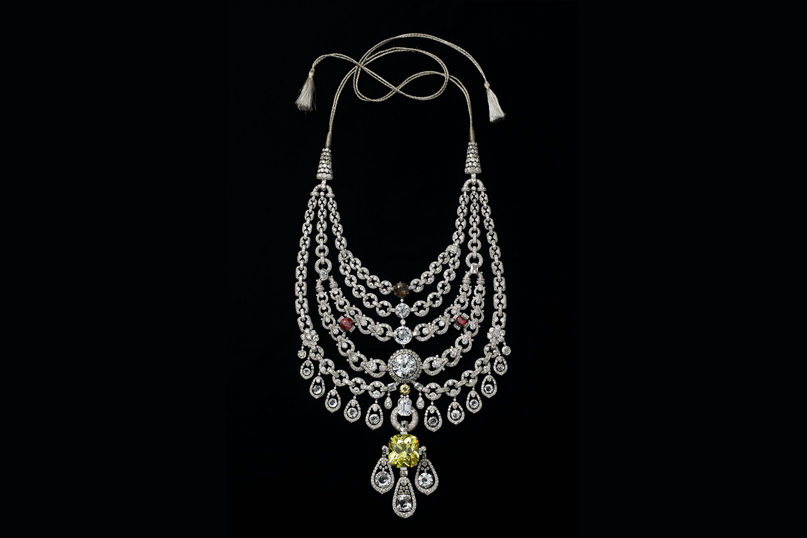  The Patiala Necklace by Cartier with 234.65 carat cushion cut yellow diamond