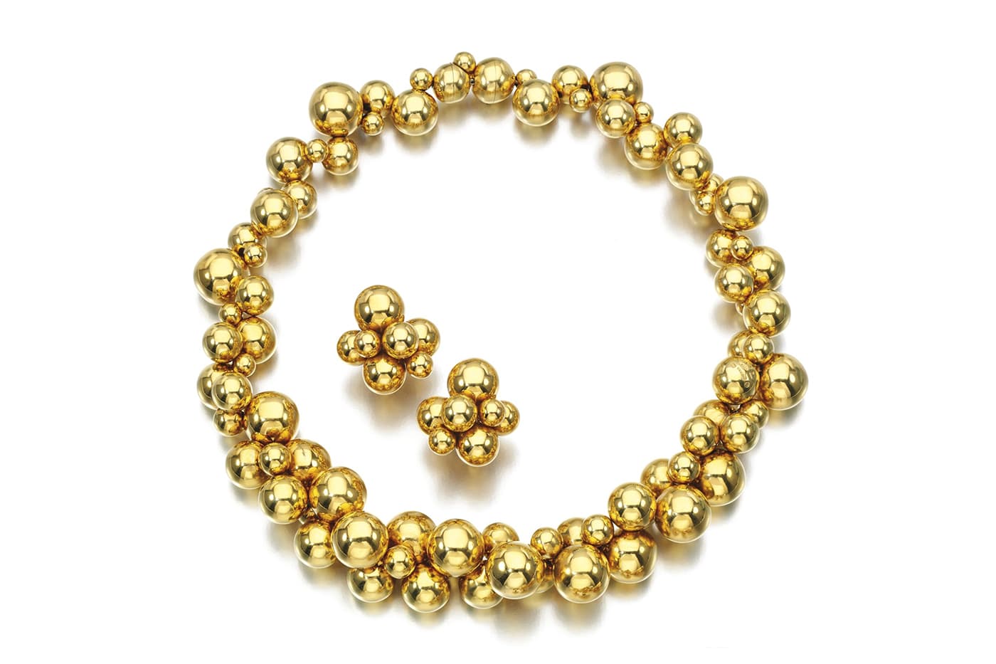  Marina B Atomo collection necklace and earrings in yellow gold