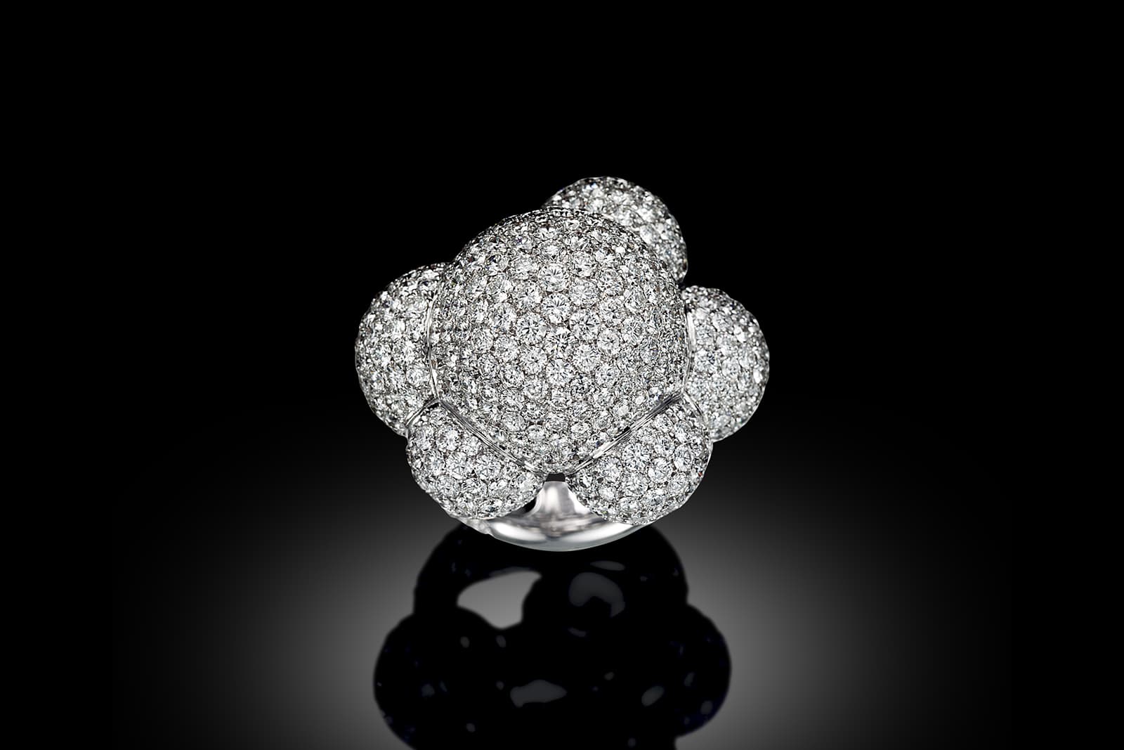  Palmiero ring with diamonds in white gold