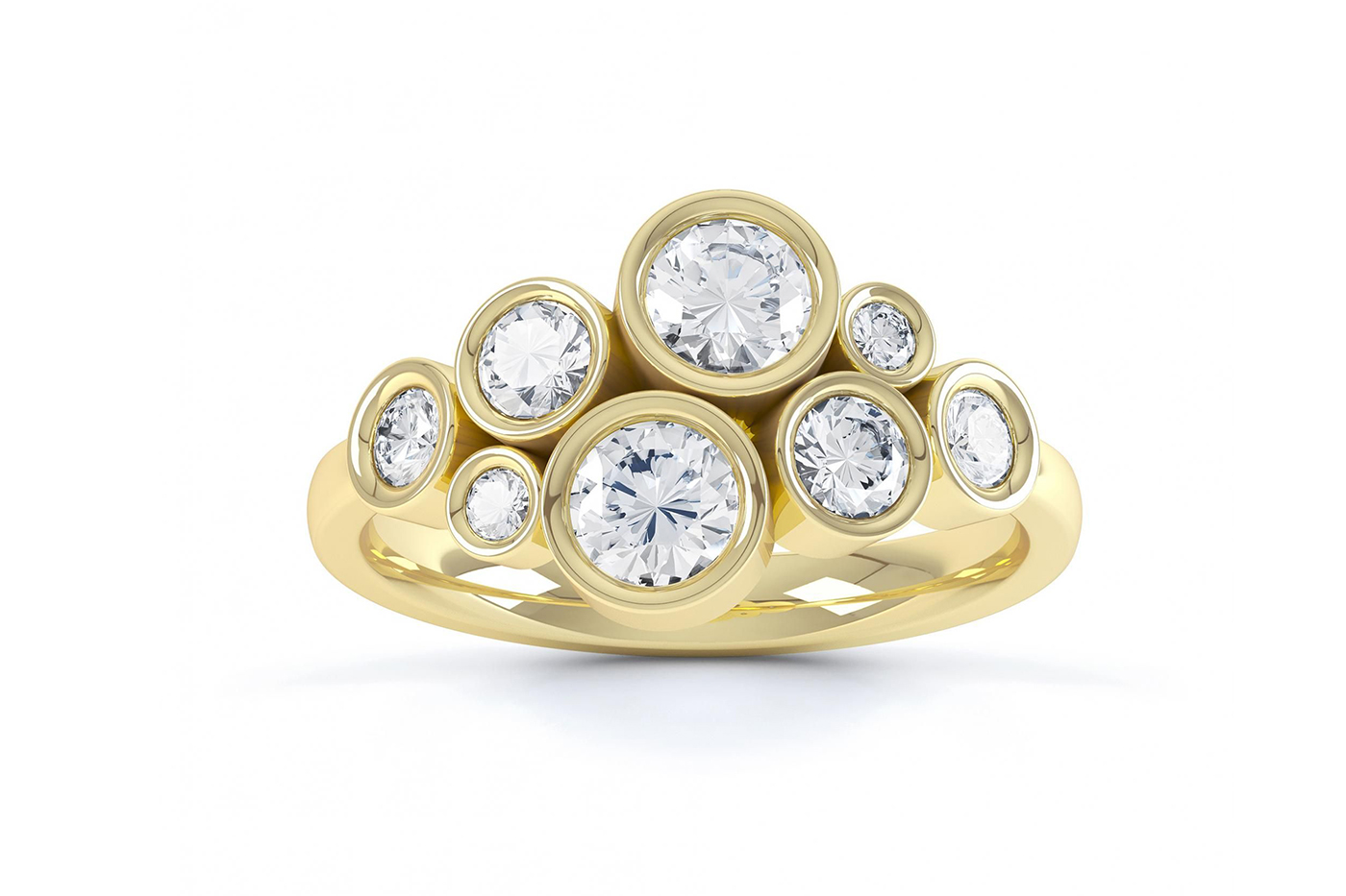  Pragnell Bubbles collection ring with diamonds in yellow gold