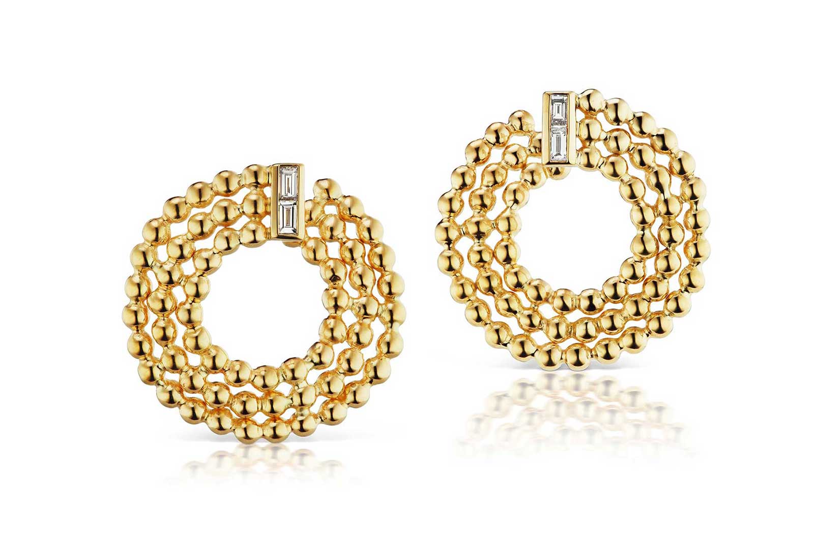  Maria Canale Flapper collection earrings with diamonds in yellow gold