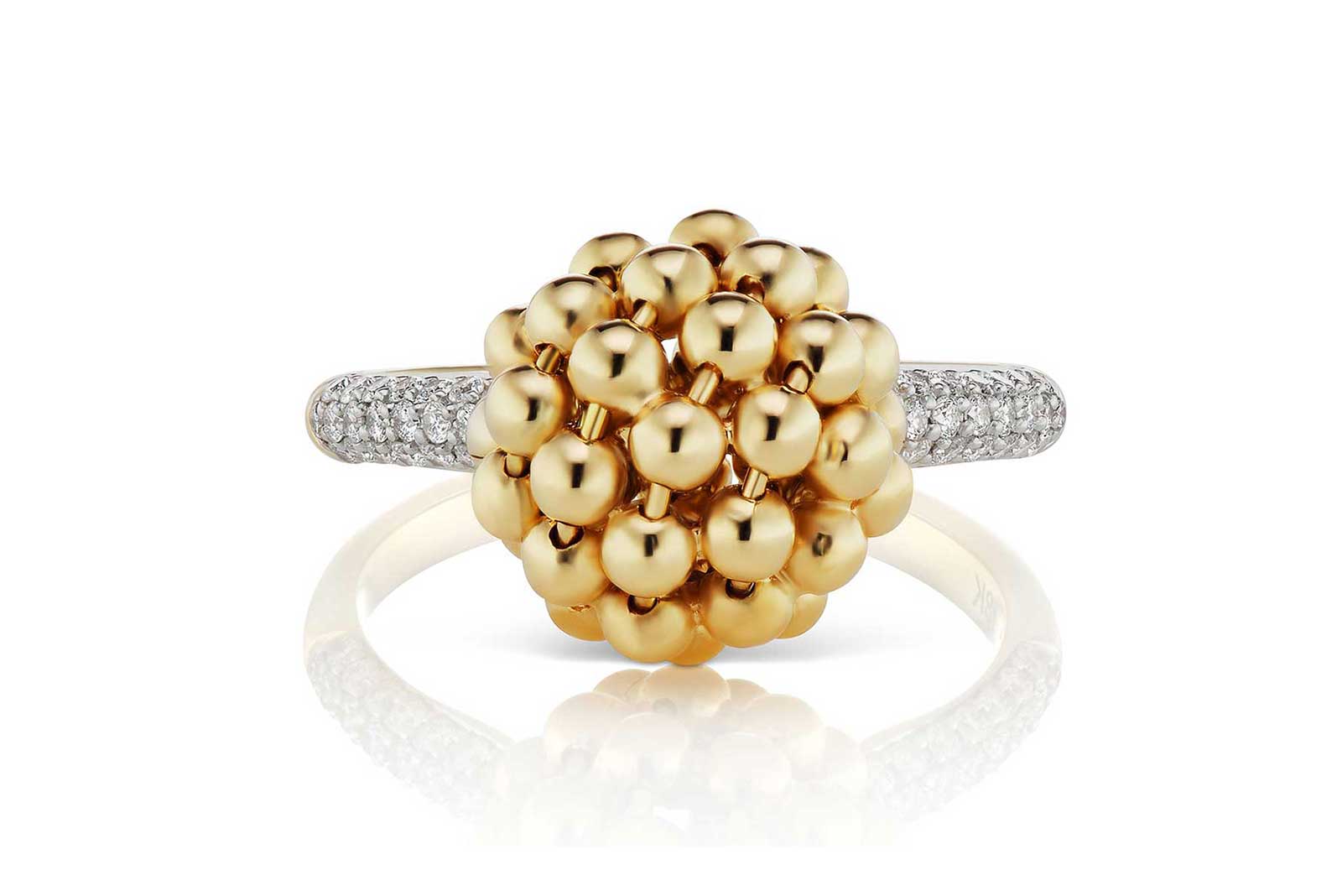  Maria Canale Flapper collection ring with diamonds in yellow and white gold