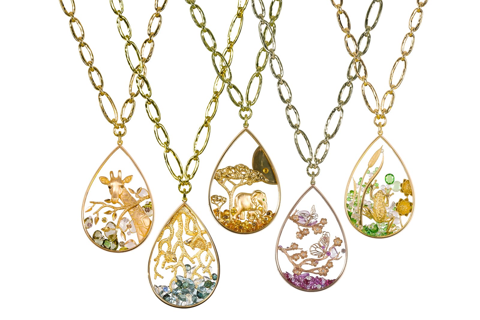 Alexandra Abramczyk Secret Glass collection pendants 
