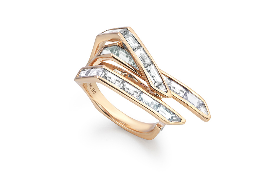  Tomasz Donocik 'Electric Night' ring with diamonds in rose gold