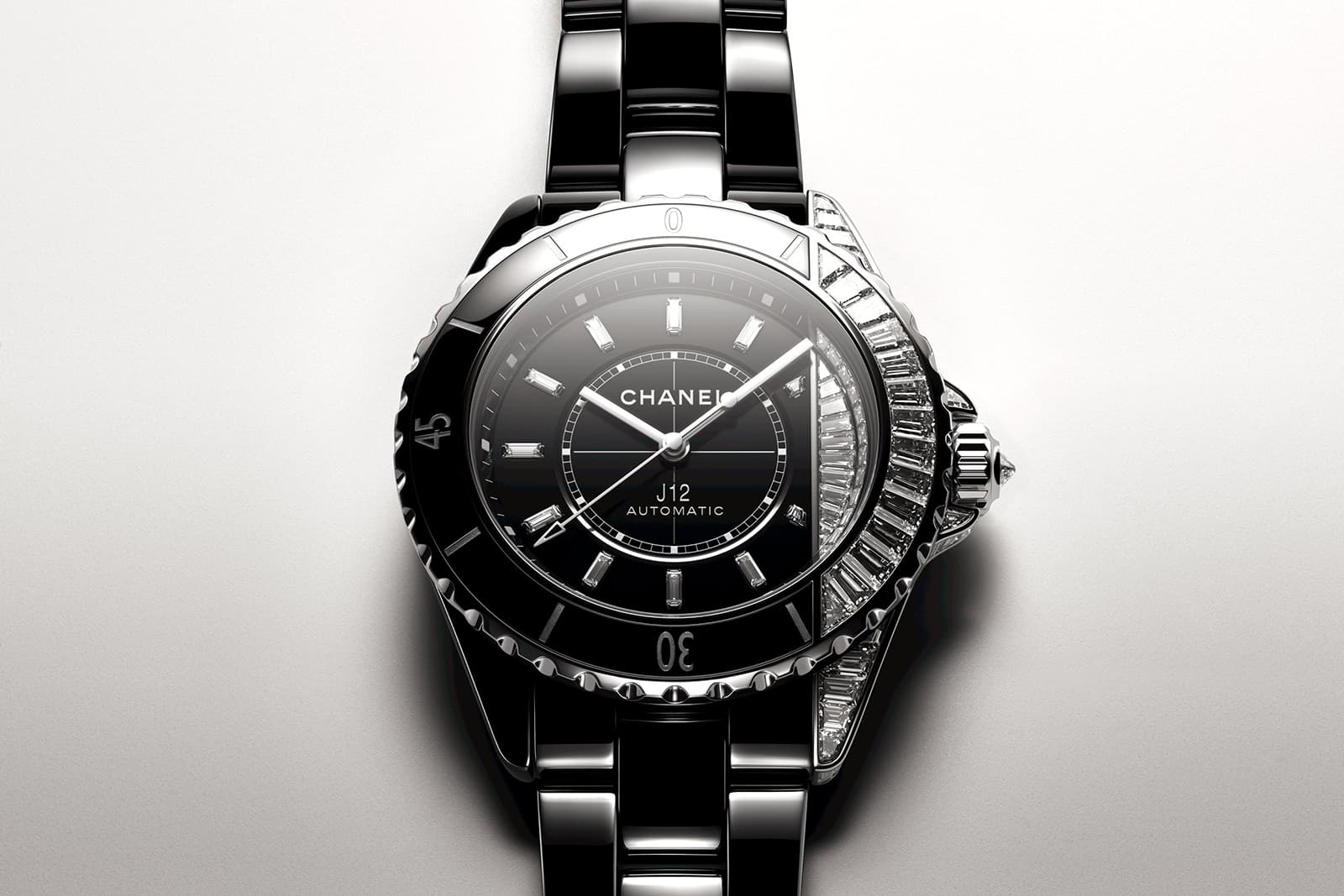 Chanel Watches 'J12 Paradoxe' with diamonds in black ceramic and white gold