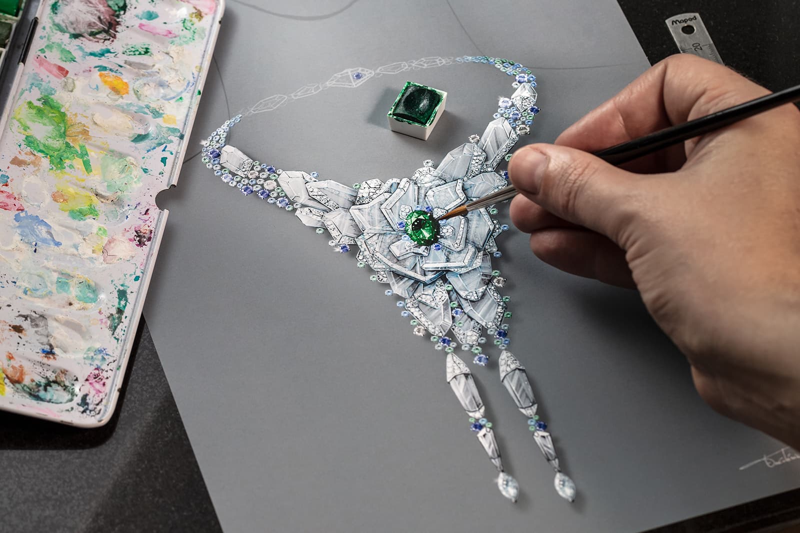  Gouache of Rubeus 'Eternal' transformable necklace 