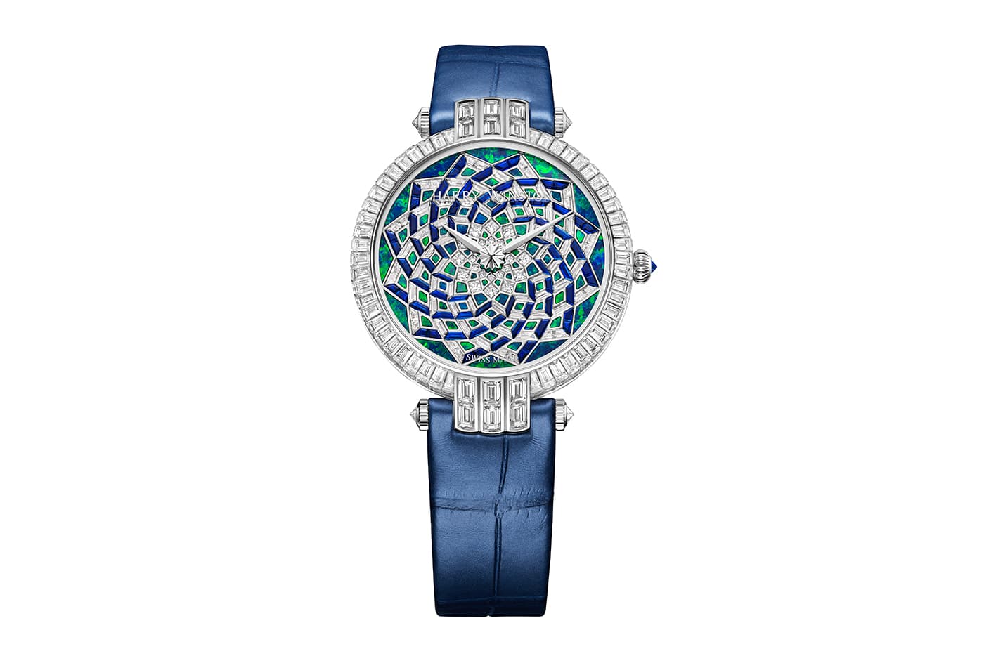  Harry Winston Premier Hypnotic Opal Mosaic Automatic 36mm watch with opal, diamonds and sapphires in white gold