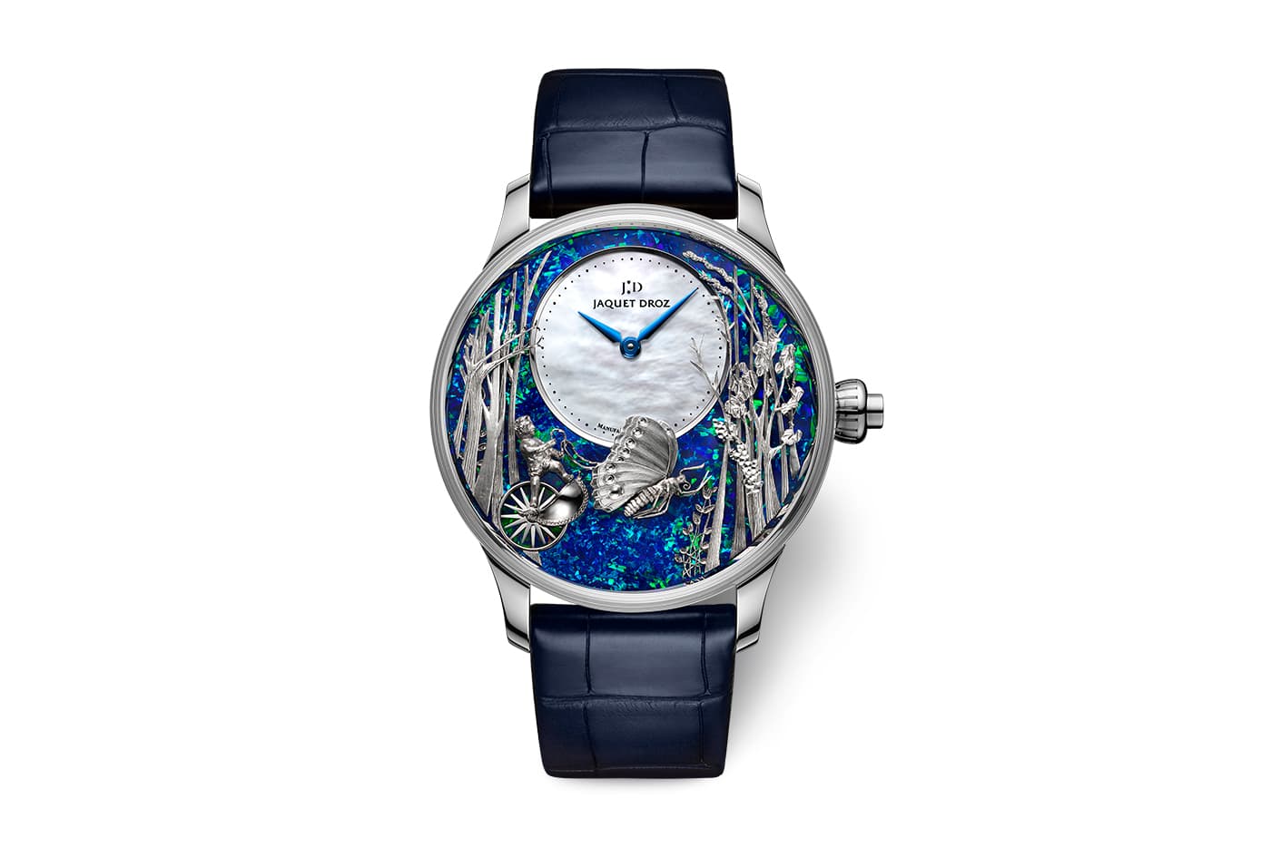  Jacquet Droz Loving Butterfly Automaton Opale watch with opal and mother of pearl in white gold