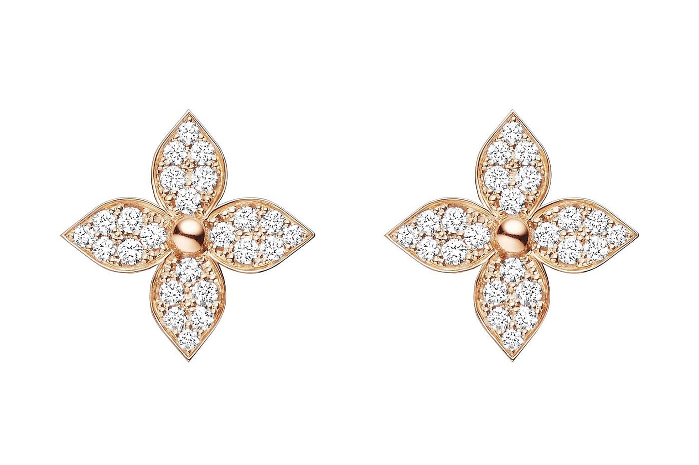 Louis Vuitton Diamond Stud Earrings 18k Yellow Gold