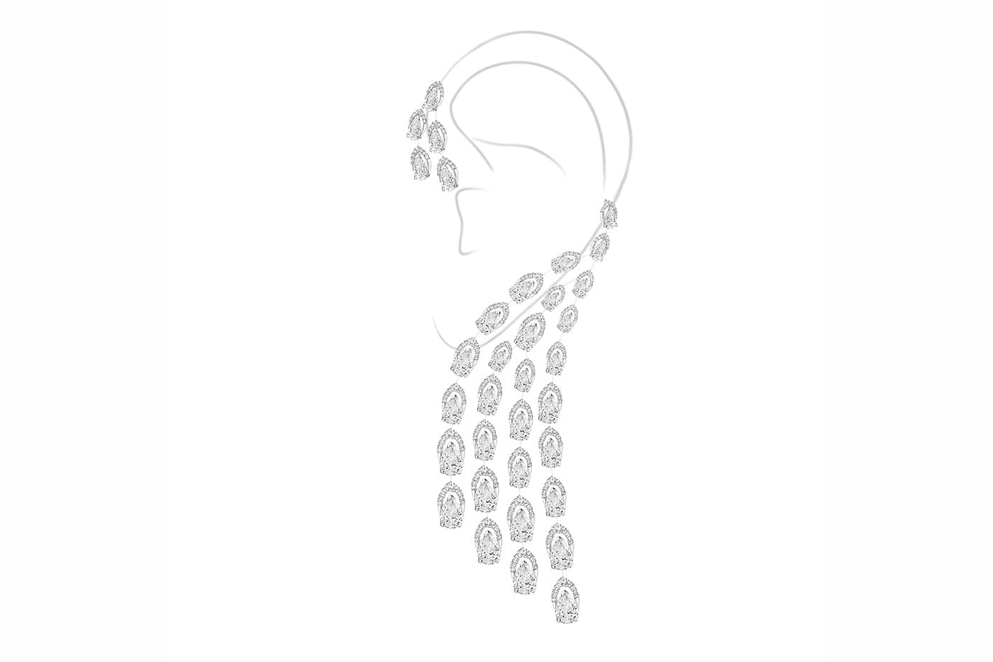  Messika Desert Bloom ear cuff with diamonds in white gold
