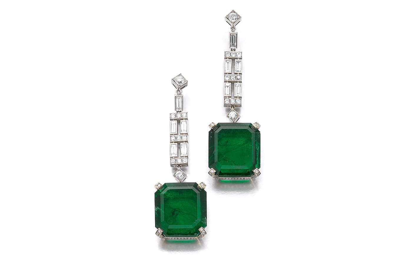  Drop earrings with emeralds and diamonds 